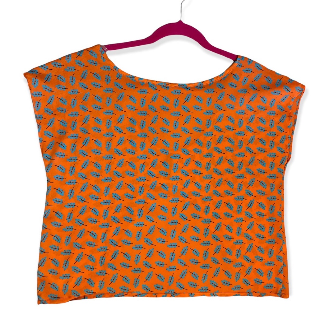 Orange with blue flower crop top